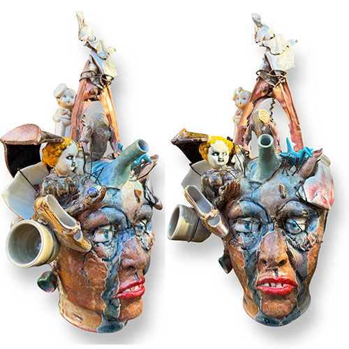 Peter Lenzo 16" 11/13/2019 Untitled Assembled Face Jug Sculpture DP5864